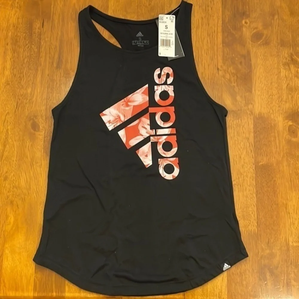 Adidas black floral tank 144 - Picture 2 of 4